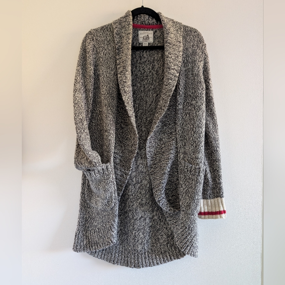 3/$30 Roots Heathered Gray Cardigan with Red Trim